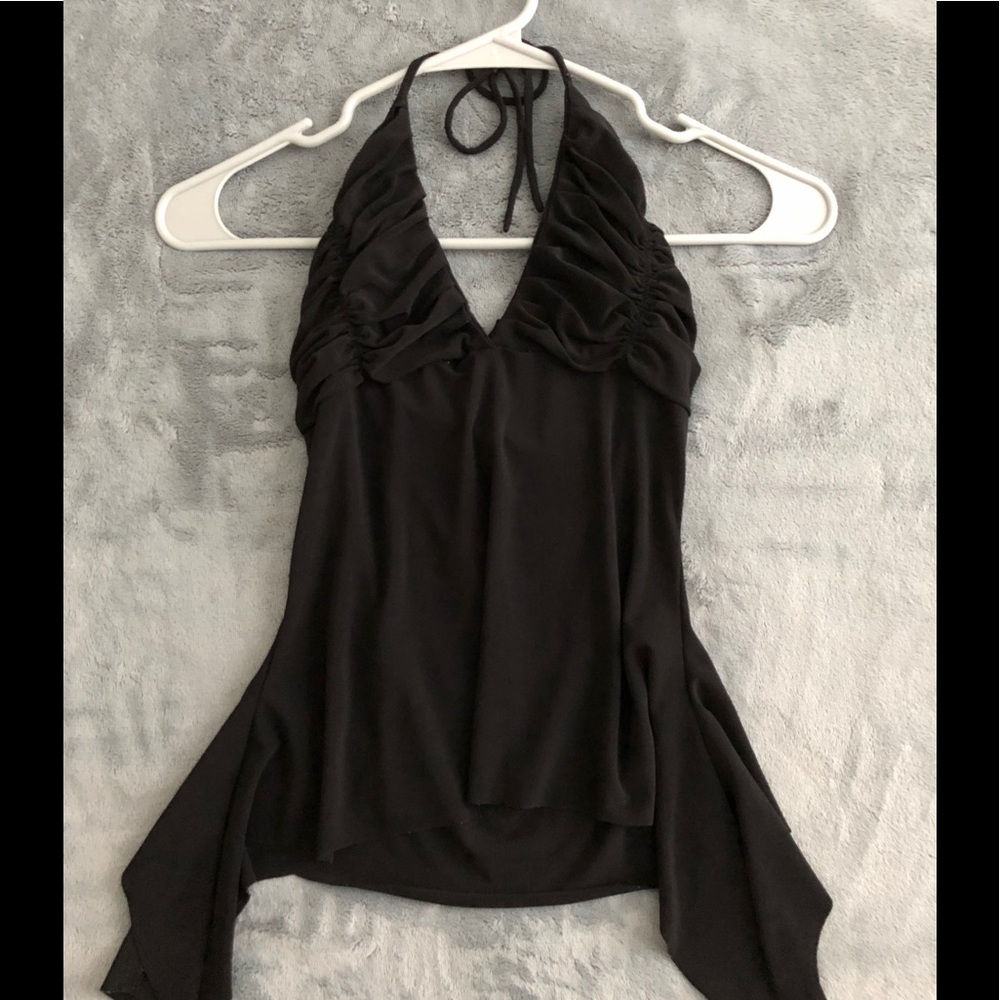 Ruffled & Sculpted Black Top